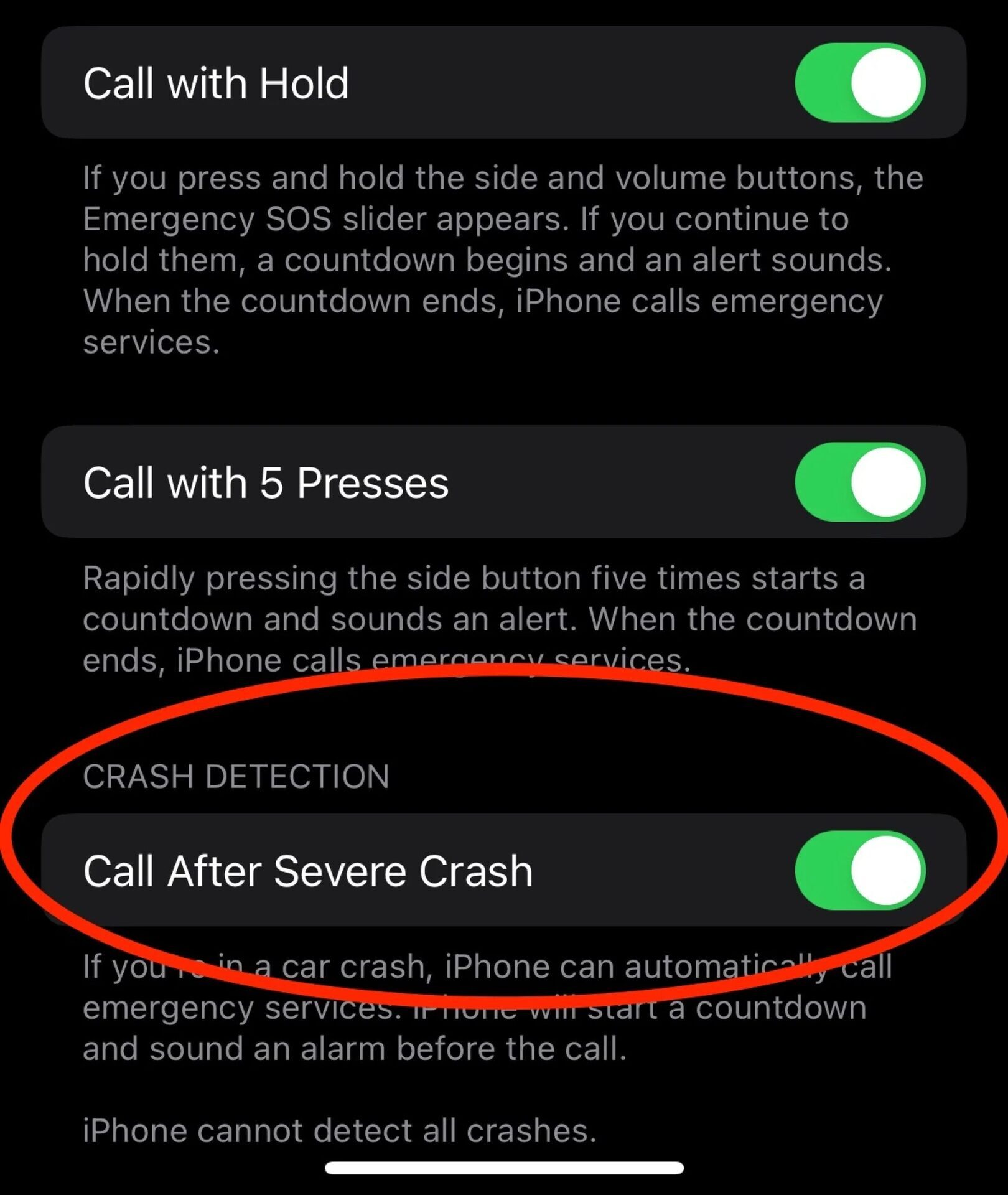 How to turn off iPhone Crash Detection?
